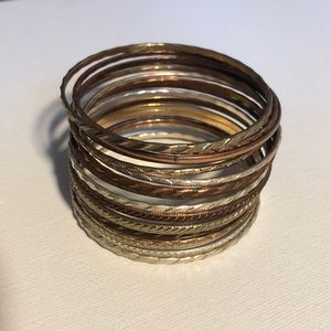 Mixed Metallic Bangle Bracelets